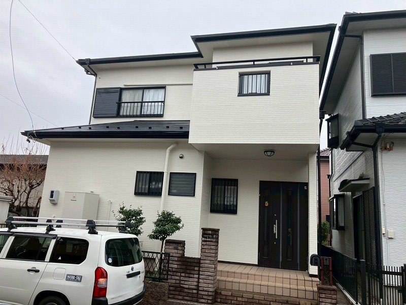 築30年ベランダ板金　高耐久スーパームキコート　外壁・屋根塗装工事施工事例　ベージュ系　江南市O様（NO.25352）